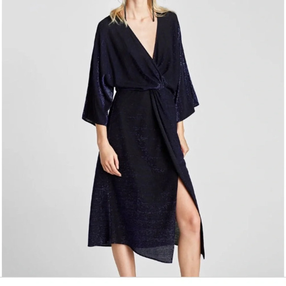 Zara Blue Shimmer Dress - Picture 1 of 8